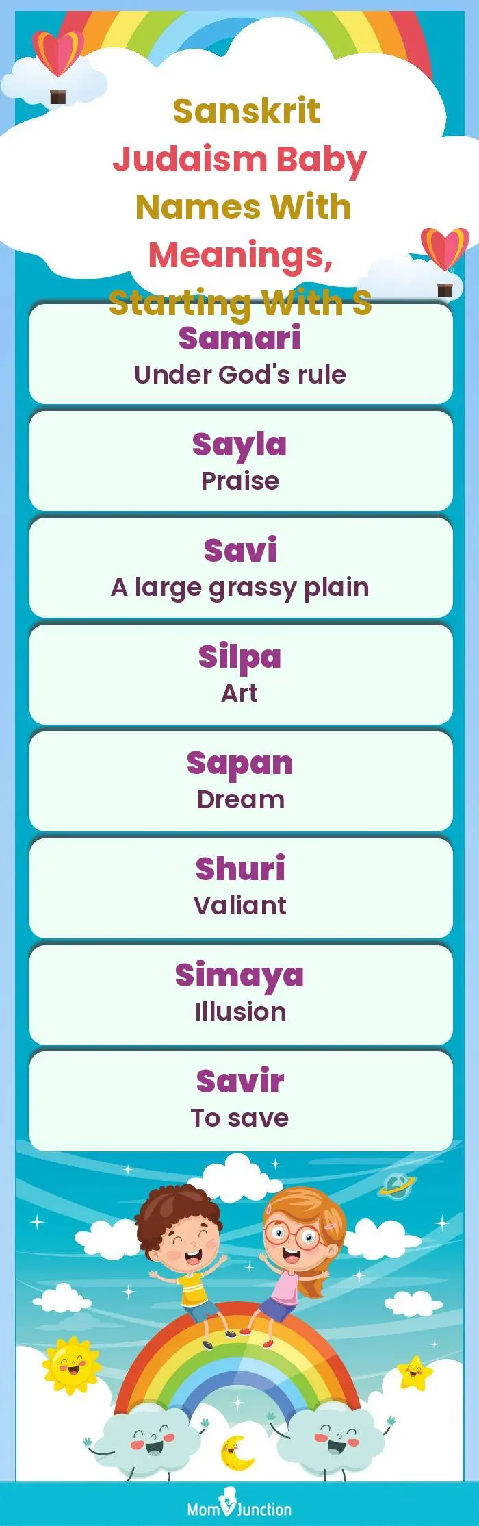  Sanskrit Judaism Baby Names with Meanings, Starting With S(infographic)