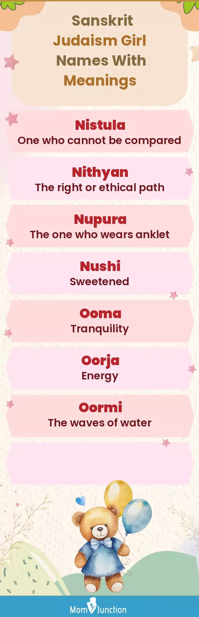  Sanskrit Judaism Girl Names with Meanings(infographic)