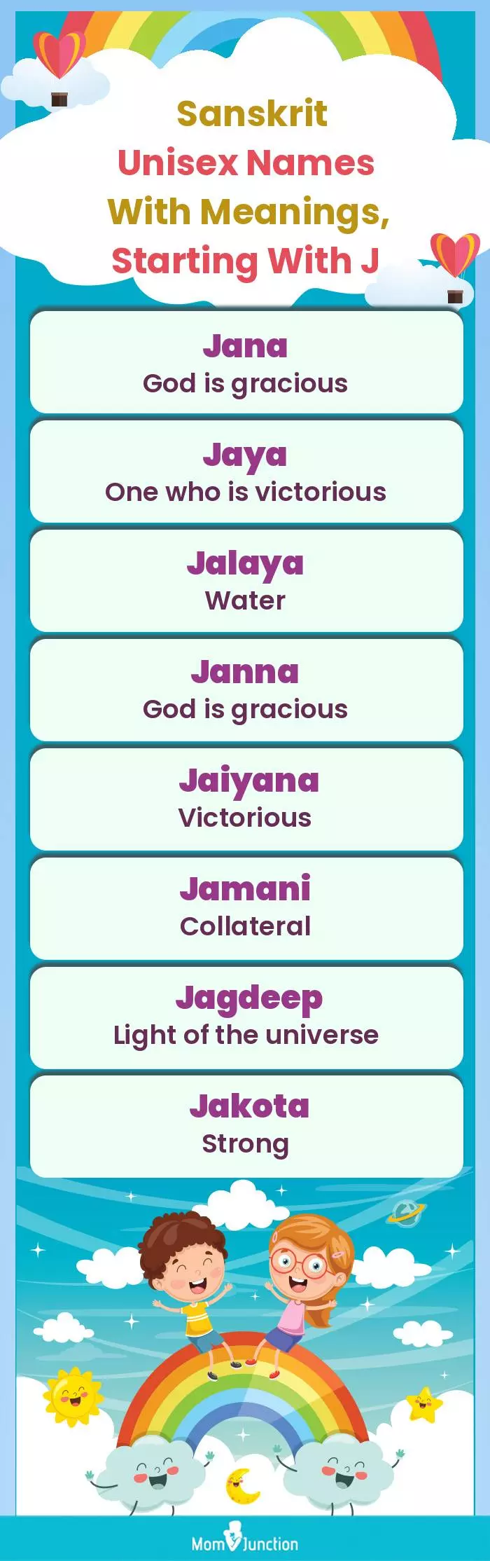  Sanskrit Unisex Names with Meanings, Starting With J(infographic)