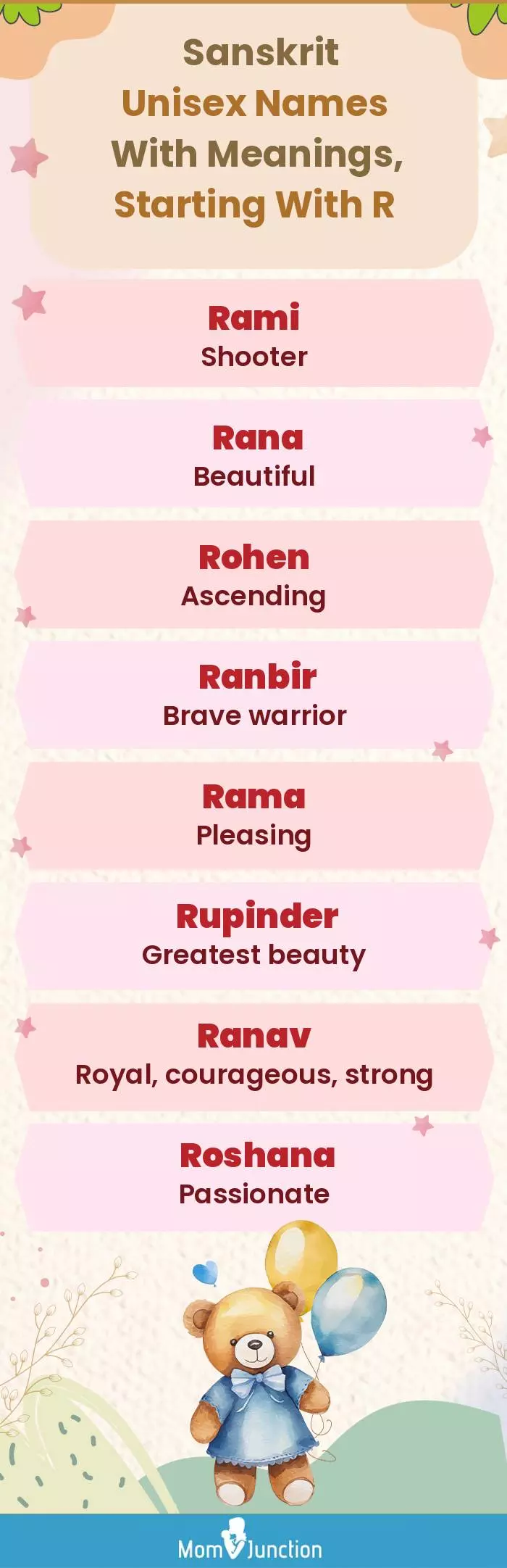  Sanskrit Unisex Names with Meanings, Starting With R(infographic)