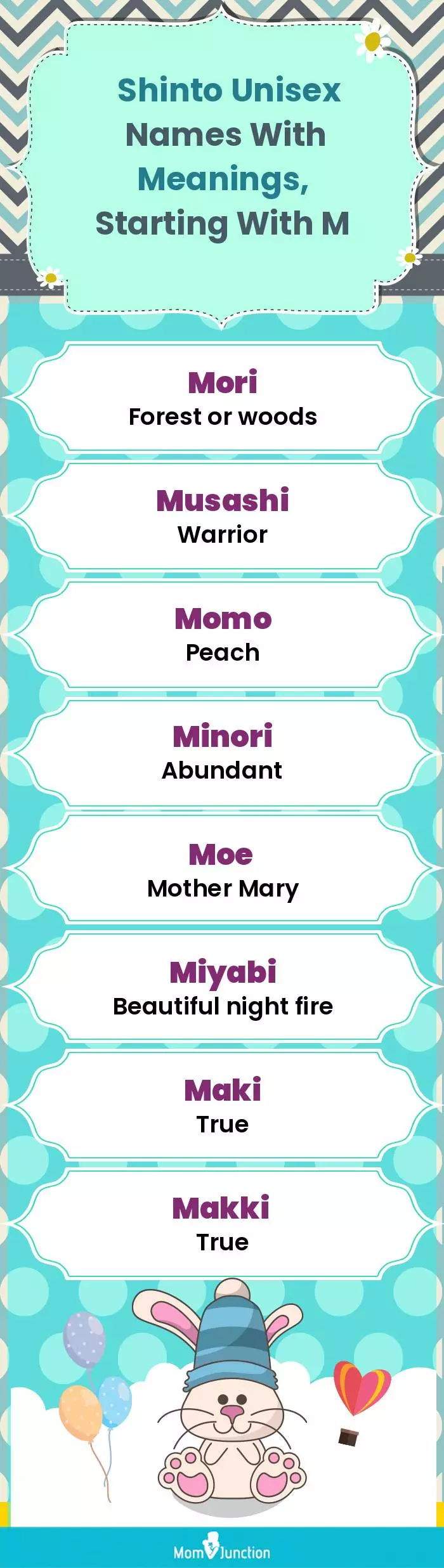  Shinto Unisex Names with Meanings, Starting With M(infographic)