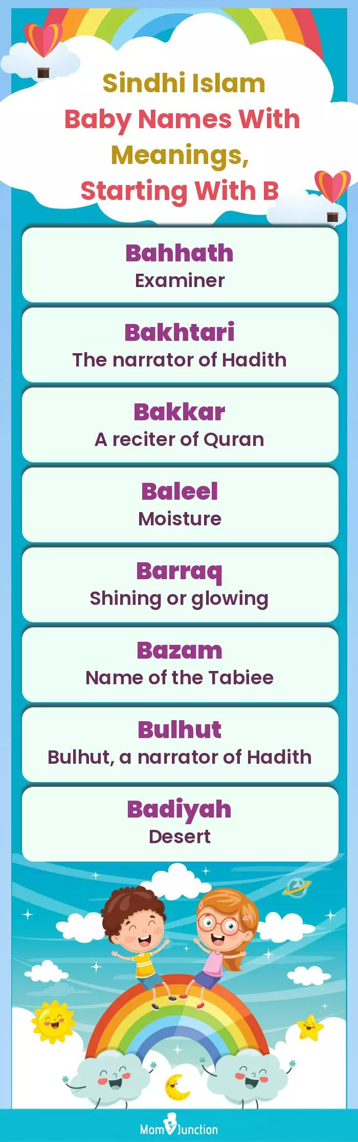  Sindhi Islam Baby Names with Meanings, Starting With B(infographic)