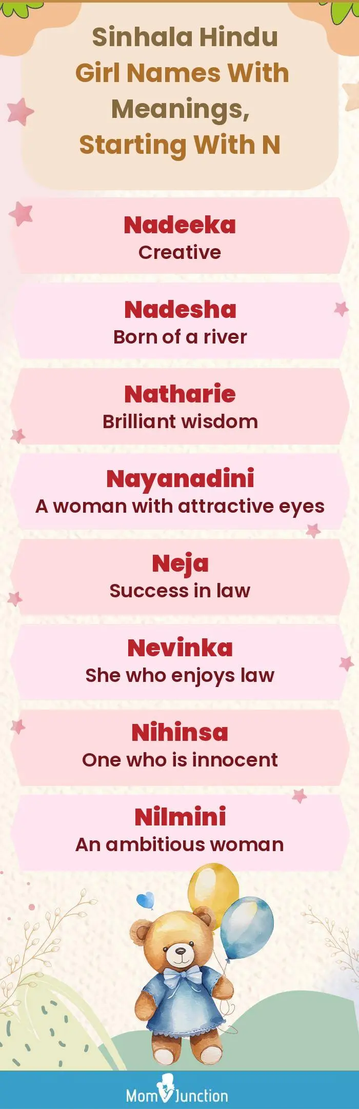  Sinhala Hindu Girl Names with Meanings, Starting With N(infographic)