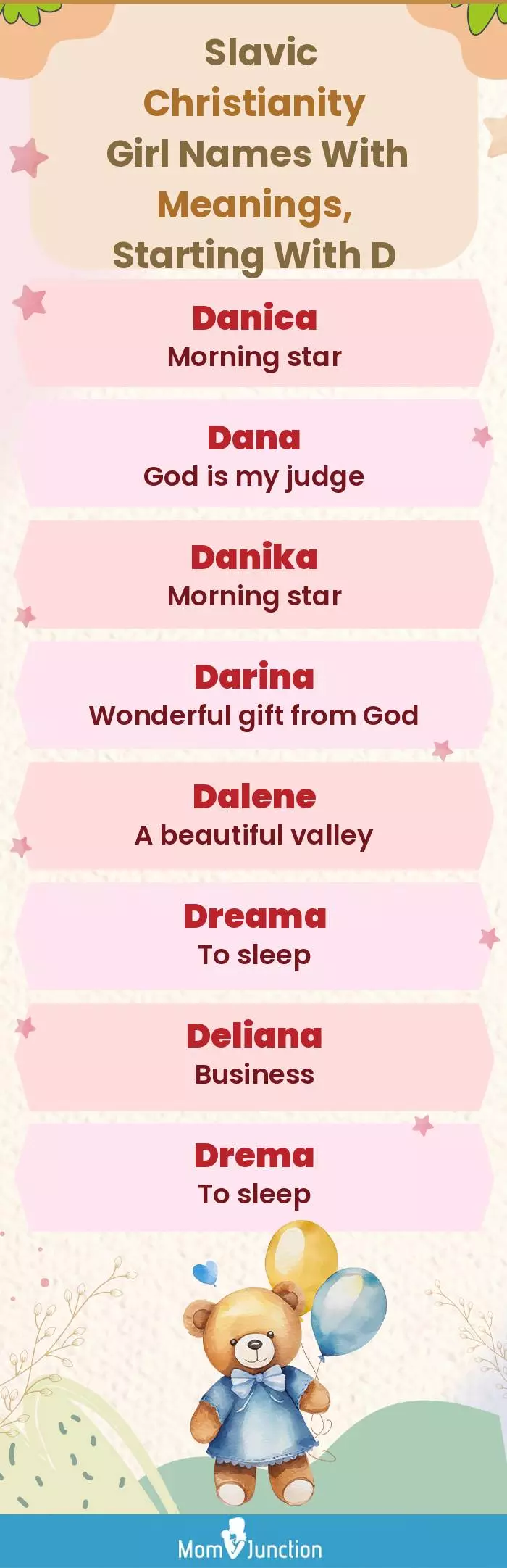  Slavic Christianity Girl Names with Meanings, Starting With D(infographic)