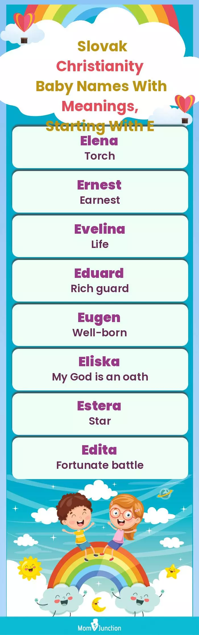  Slovak Christianity Baby Names with Meanings, Starting With E(infographic)