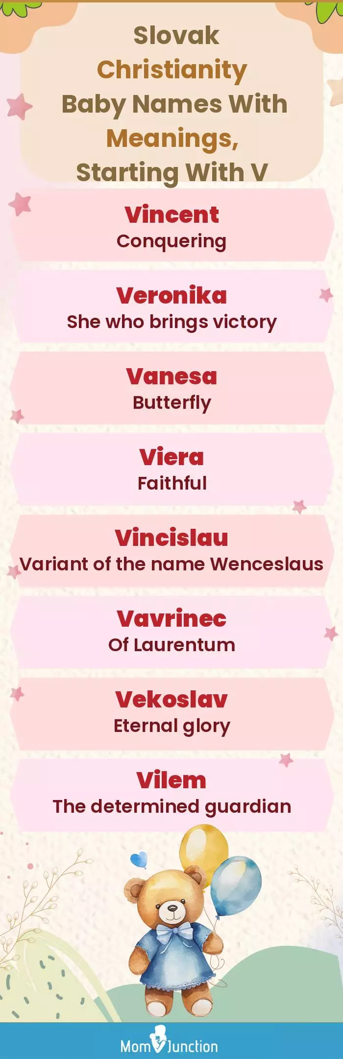  Slovak Christianity Baby Names with Meanings, Starting With V(infographic)