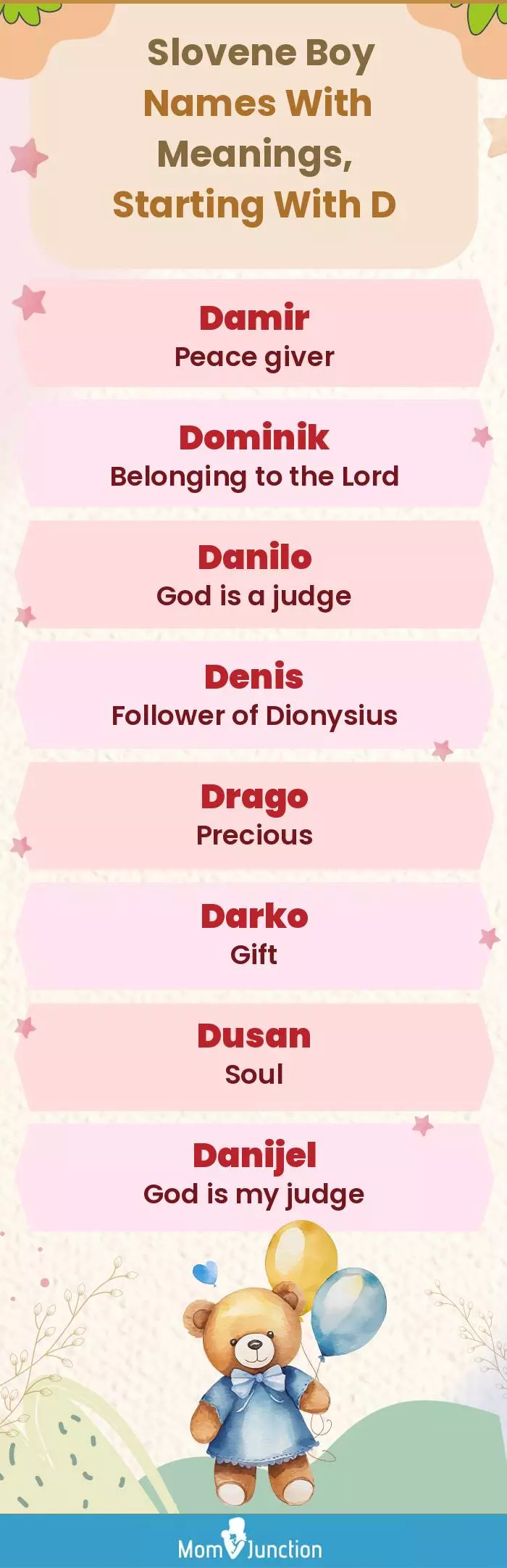  Slovene Boy Names with Meanings, Starting With D(infographic)