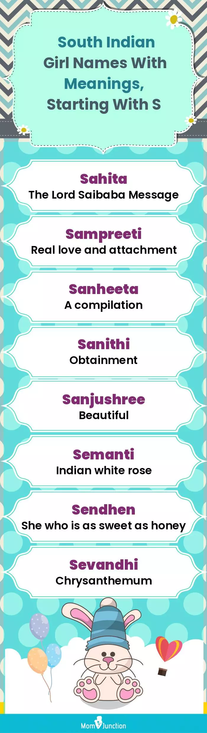  South Indian Girl Names with Meanings, Starting With S(infographic)