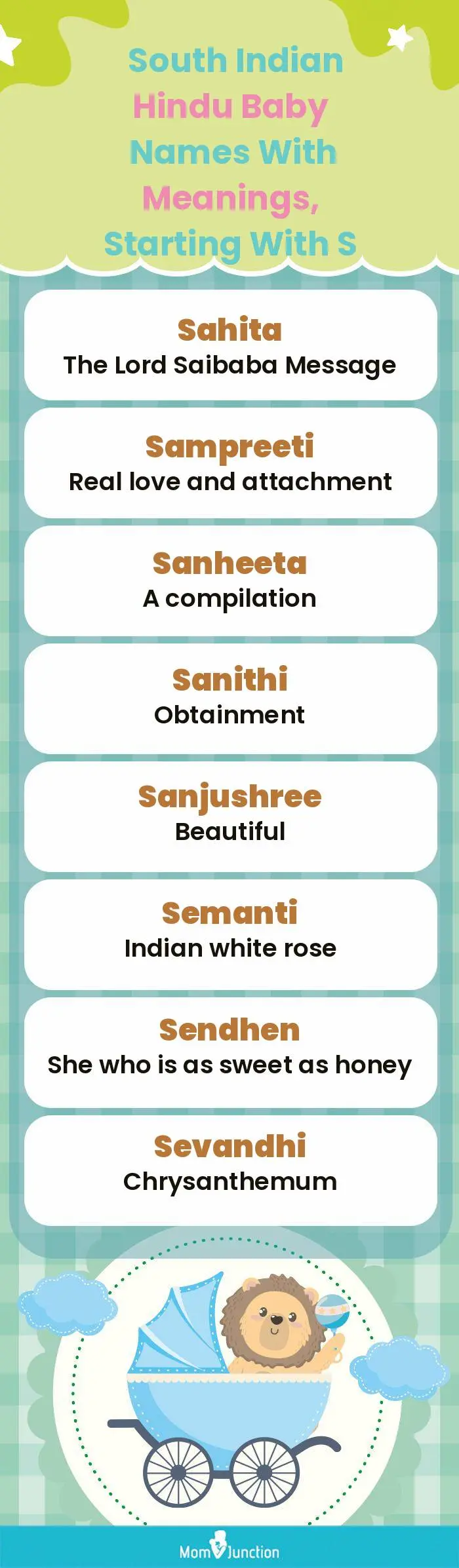  South Indian Hindu Baby Names with Meanings, Starting With S(infographic)