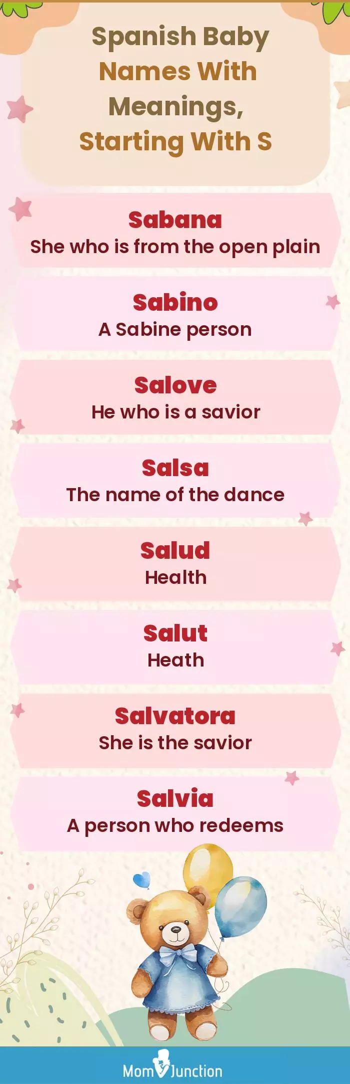  Spanish Baby Names with Meanings, Starting With S(infographic)