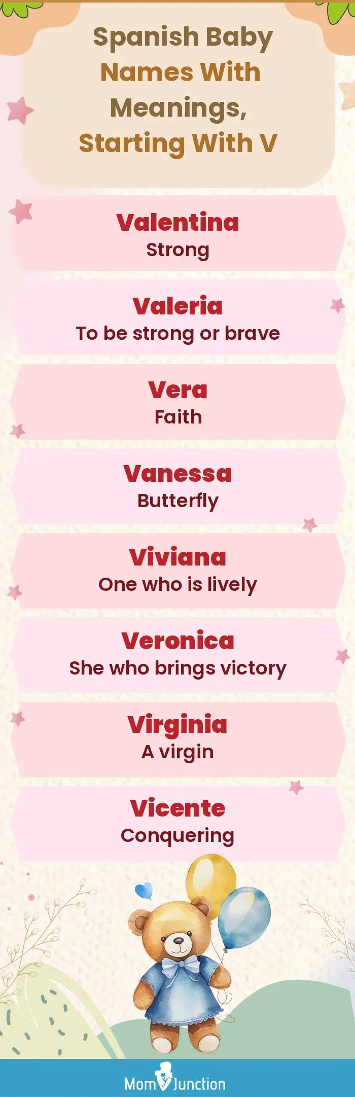  Spanish Baby Names with Meanings, Starting With V(infographic)