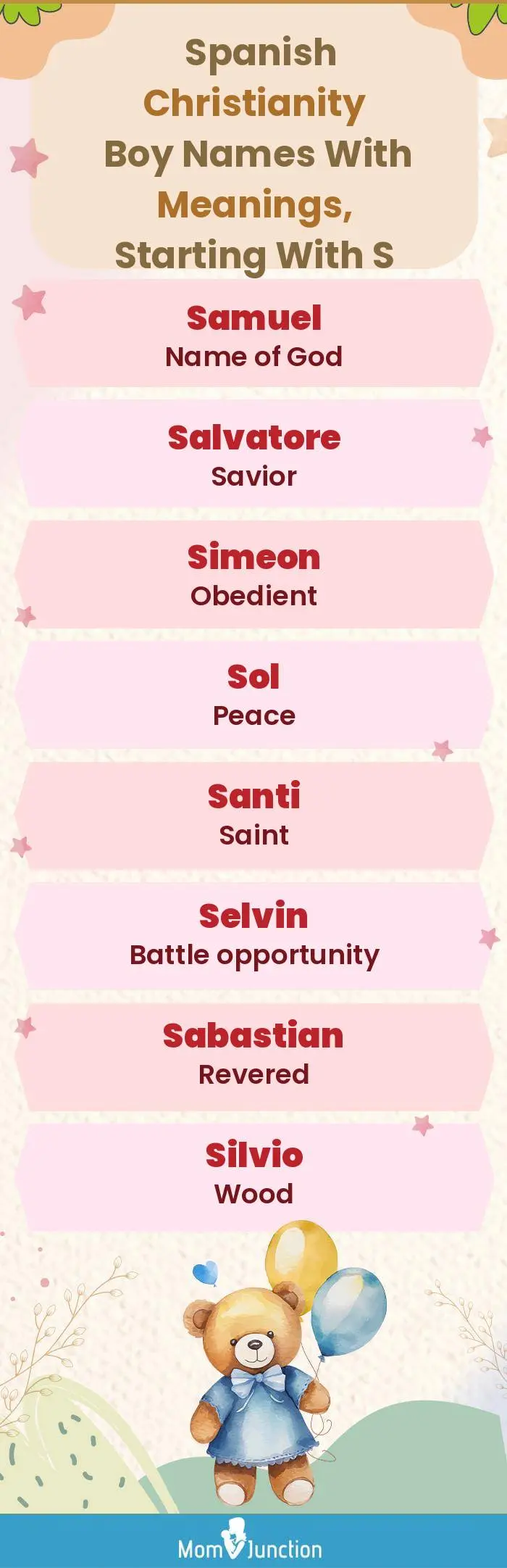  Spanish Christianity Boy Names with Meanings, Starting With S(infographic)