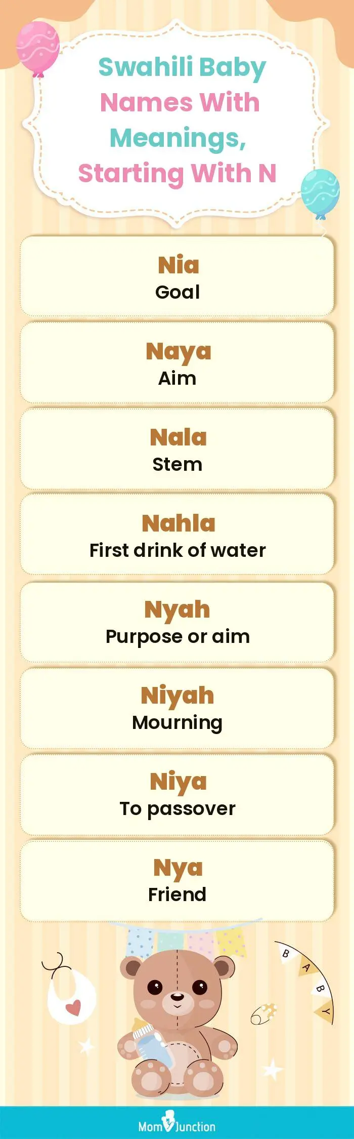  Swahili Baby Names with Meanings, Starting With N(infographic)