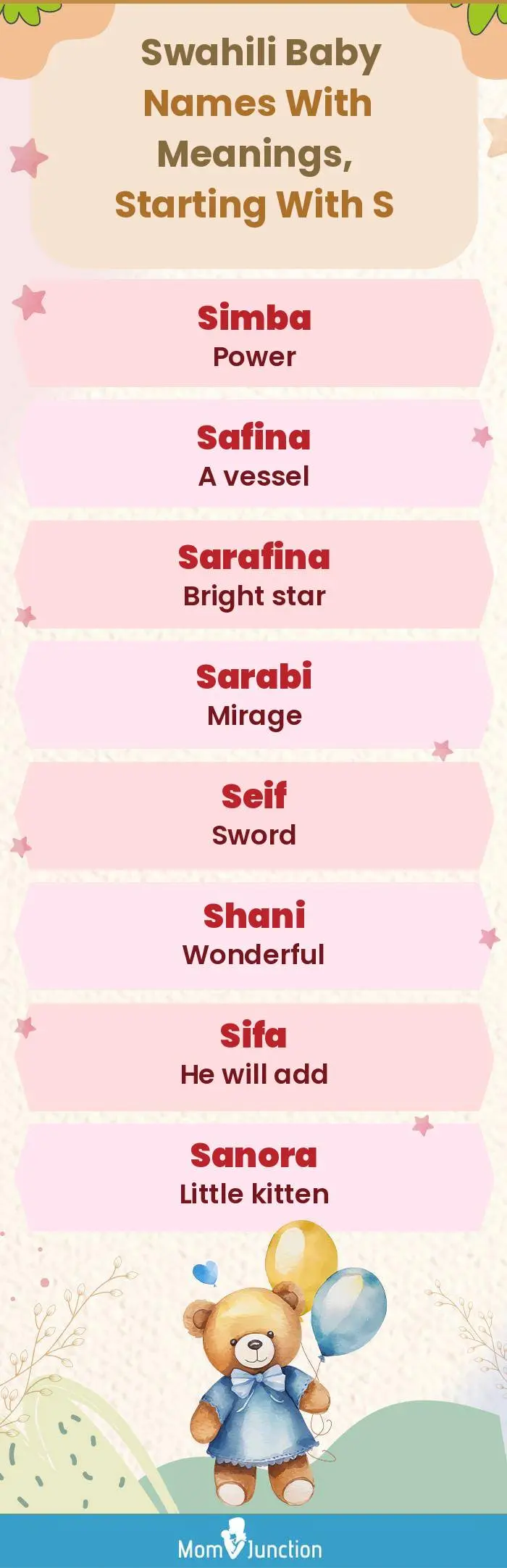  Swahili Baby Names with Meanings, Starting With S(infographic)