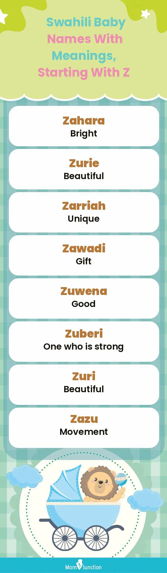  Swahili Baby Names with Meanings, Starting With Z(infographic)