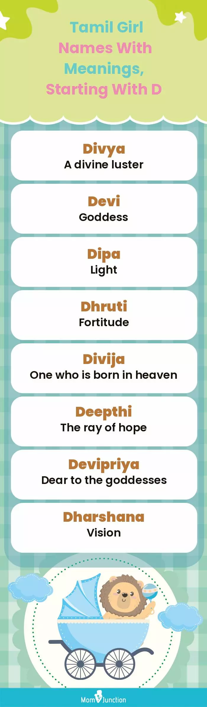  Tamil Girl Names with Meanings, Starting With D(infographic)