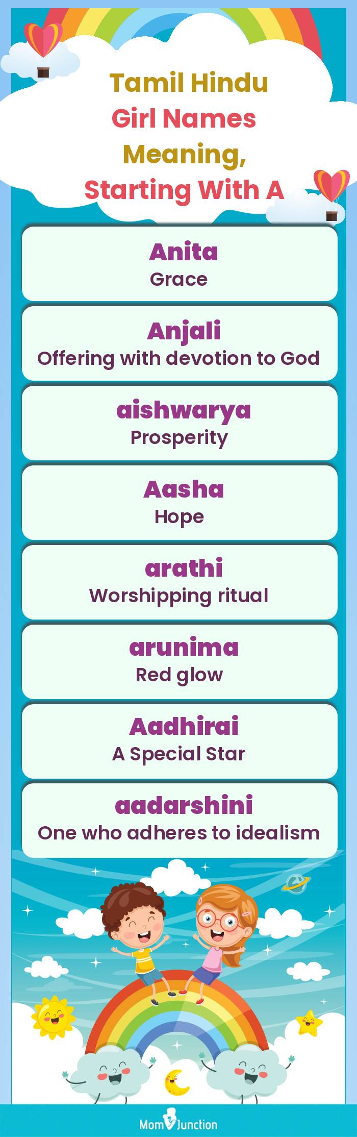  Tamil Hindu Girl Names Meaning, Starting With A(infographic)