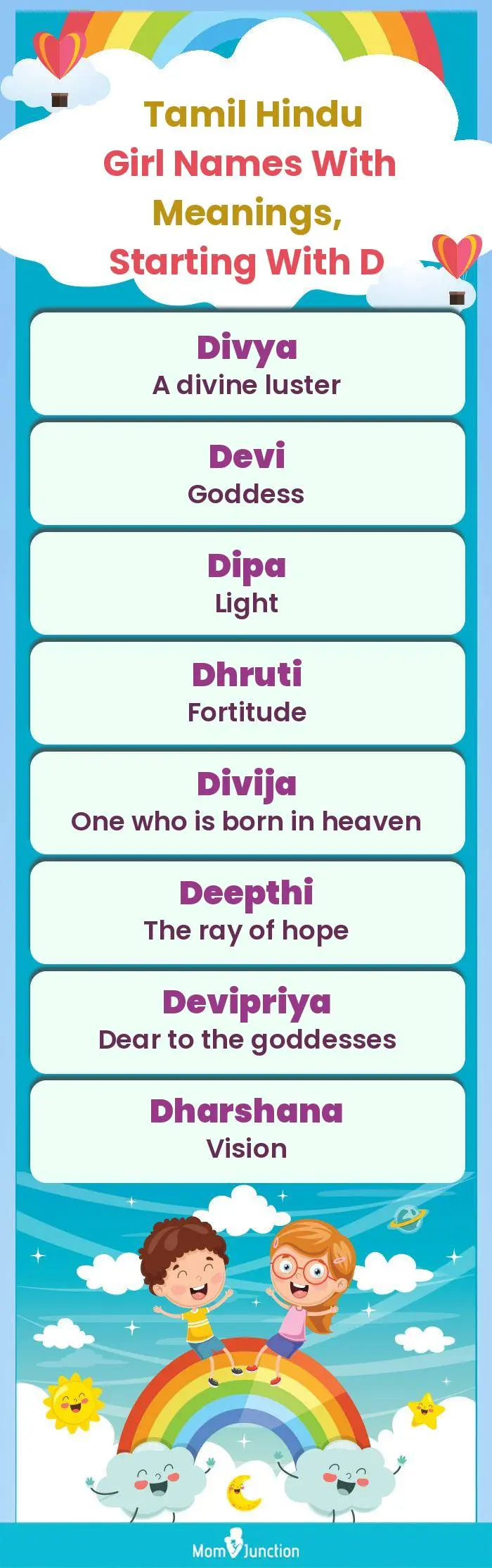  Tamil Hindu Girl Names with Meanings, Starting With D(infographic)