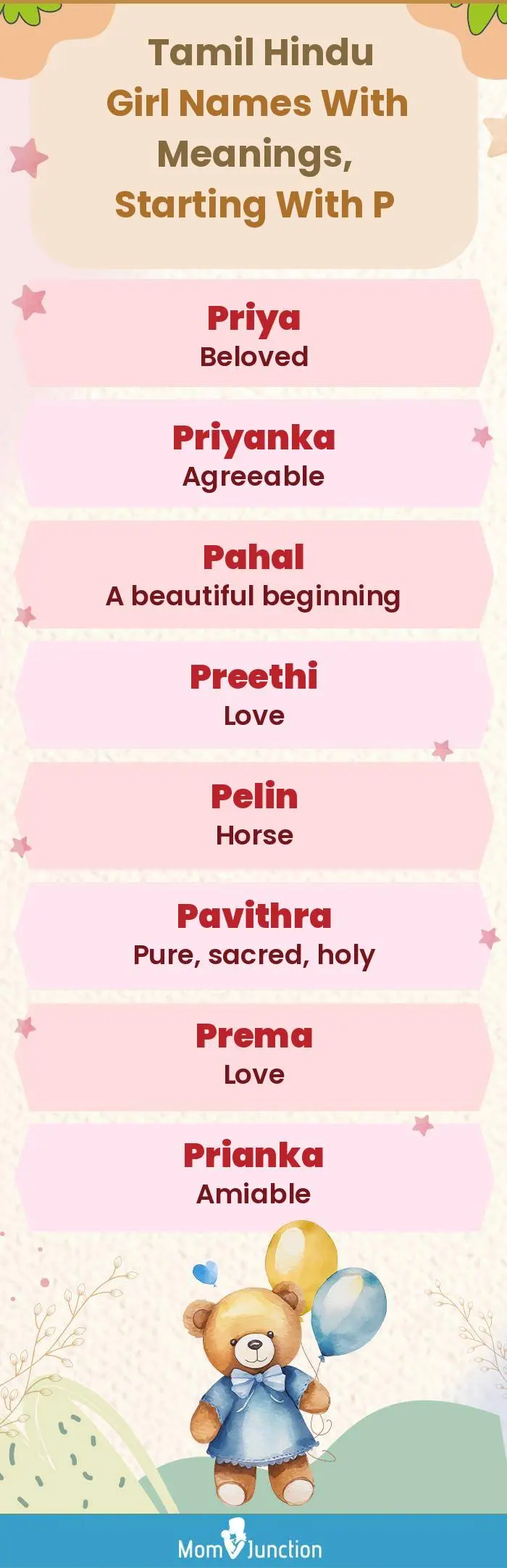  Tamil Hindu Girl Names with Meanings, Starting With P(infographic)