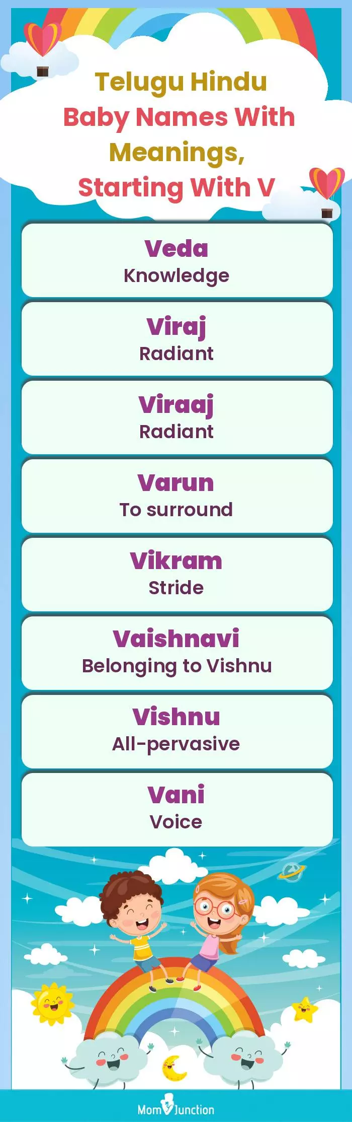  Telugu Hindu Baby Names with Meanings, Starting With V(infographic)