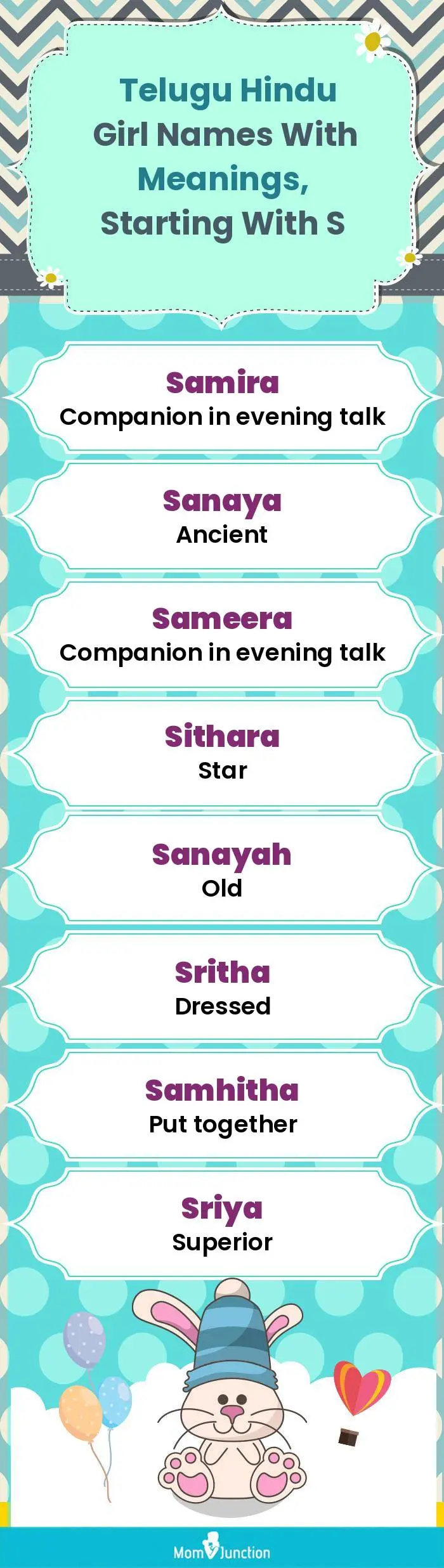  Telugu Hindu Girl Names with Meanings, Starting With S(infographic)