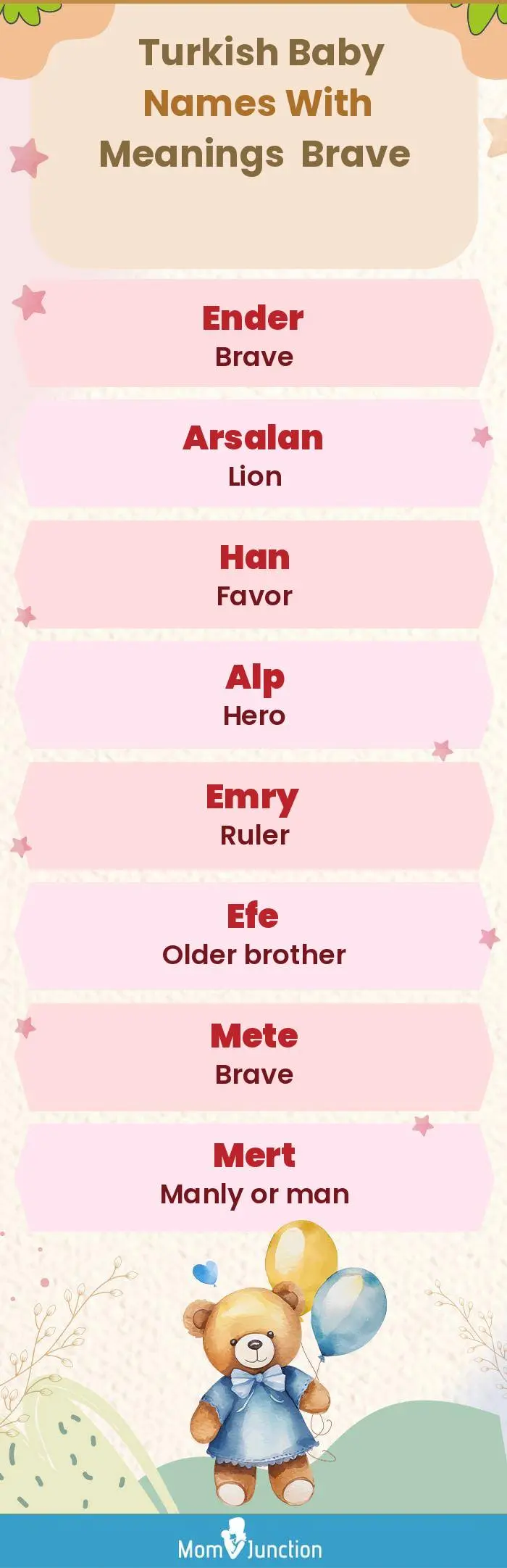  Turkish Baby Names with Meanings Brave(infographic)