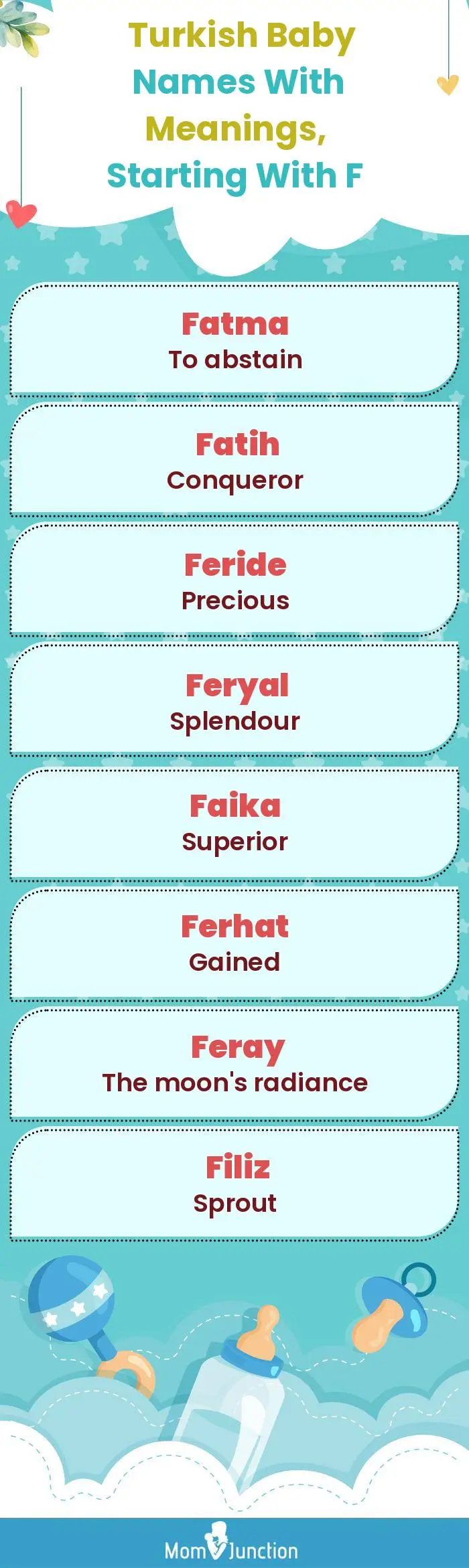  Turkish Baby Names with Meanings, Starting With F(infographic)