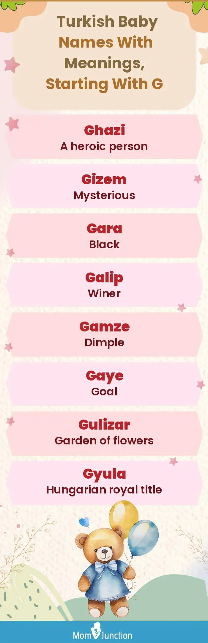  Turkish Baby Names with Meanings, Starting With G(infographic)