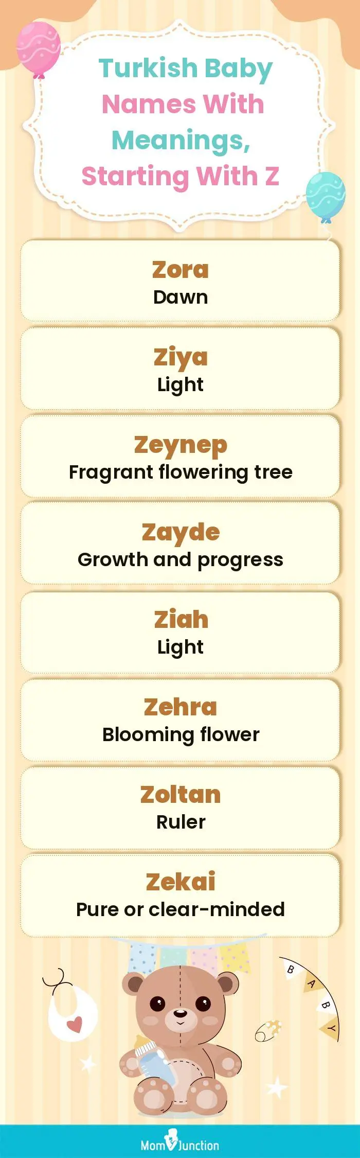  Turkish Baby Names with Meanings, Starting With Z(infographic)