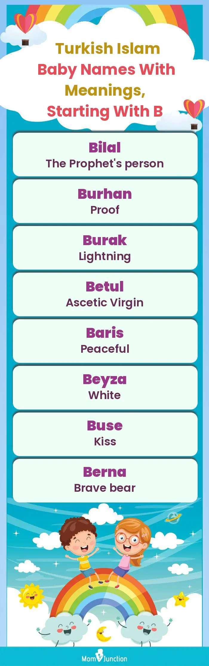 Turkish Islam Baby Names with Meanings, Starting With B(infographic)