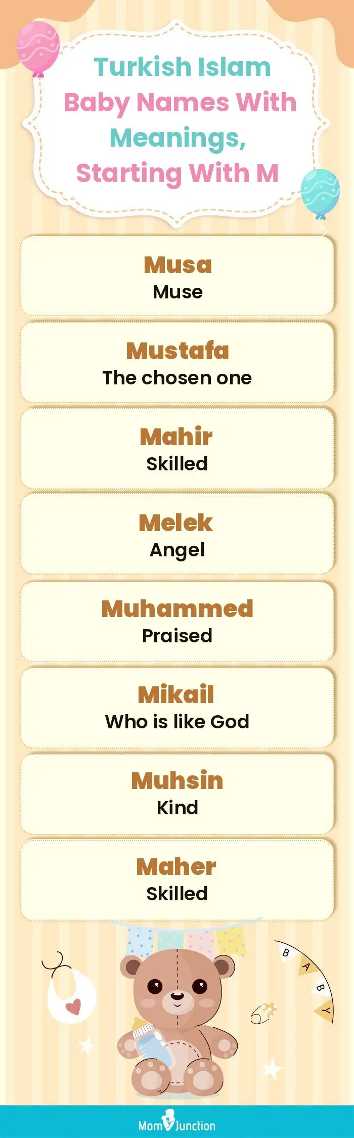  Turkish Islam Baby Names with Meanings, Starting With M(infographic)