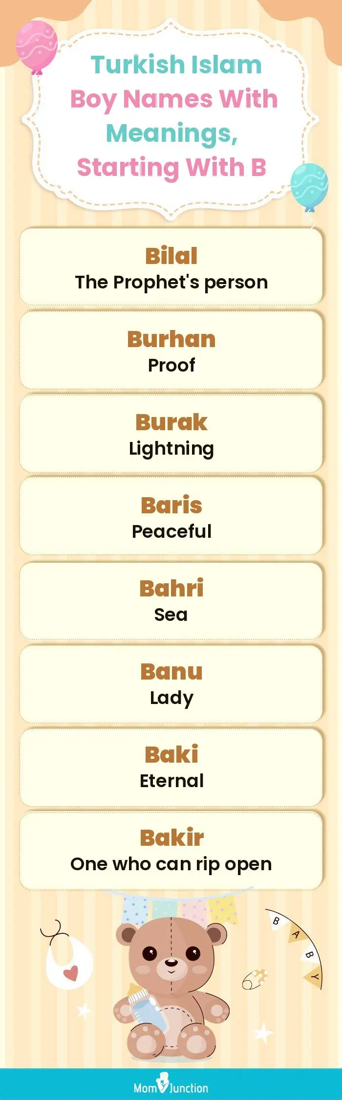  Turkish Islam Boy Names with Meanings, Starting With B(infographic)