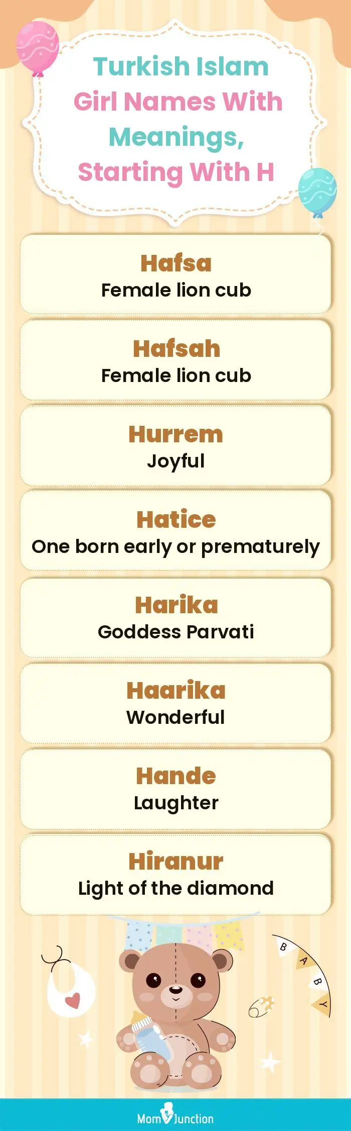  Turkish Islam Girl Names with Meanings, Starting With H(infographic)