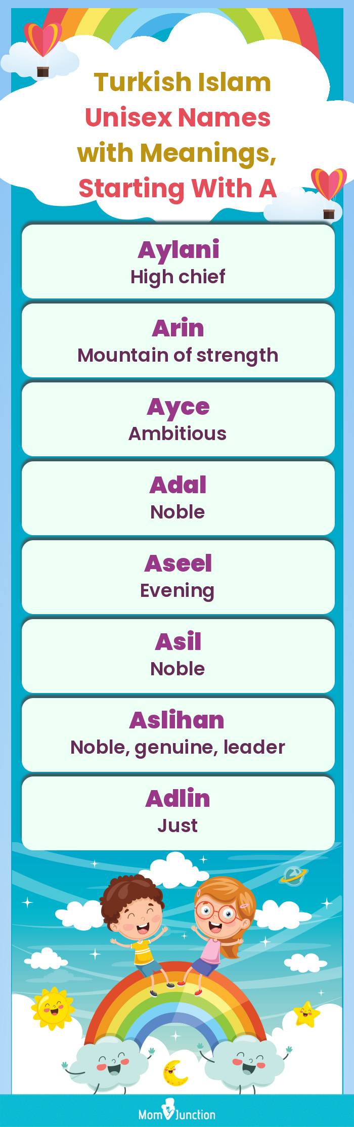  Turkish Islam Unisex Names with Meanings, Starting With A(infographic)