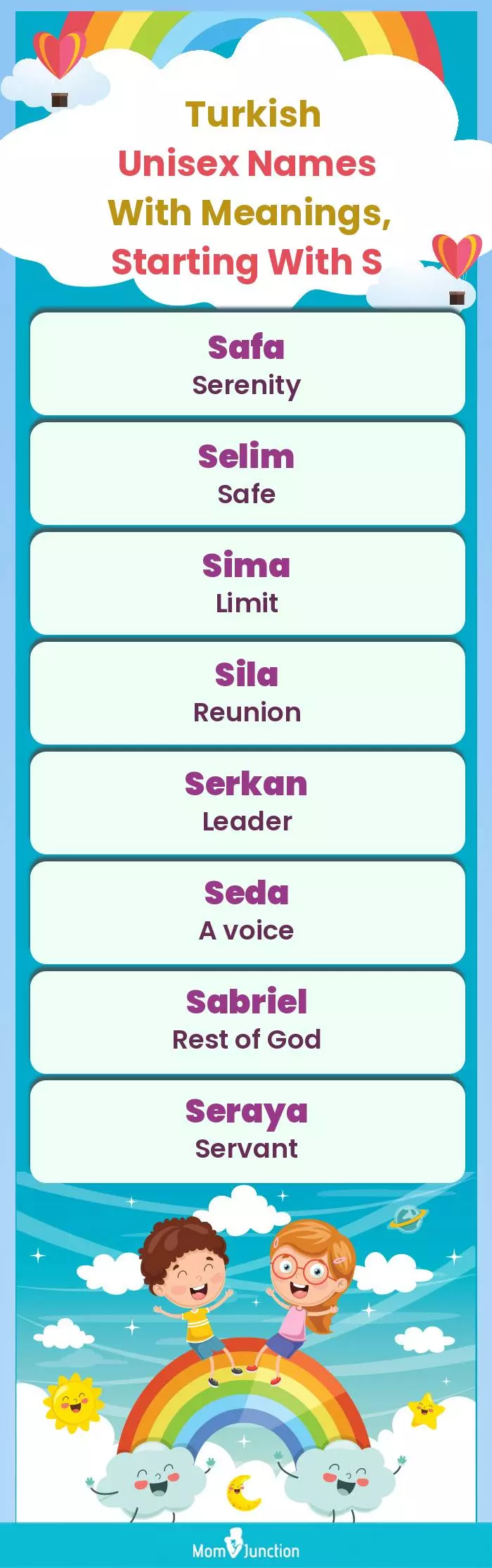  Turkish Unisex Names with Meanings, Starting With S(infographic)