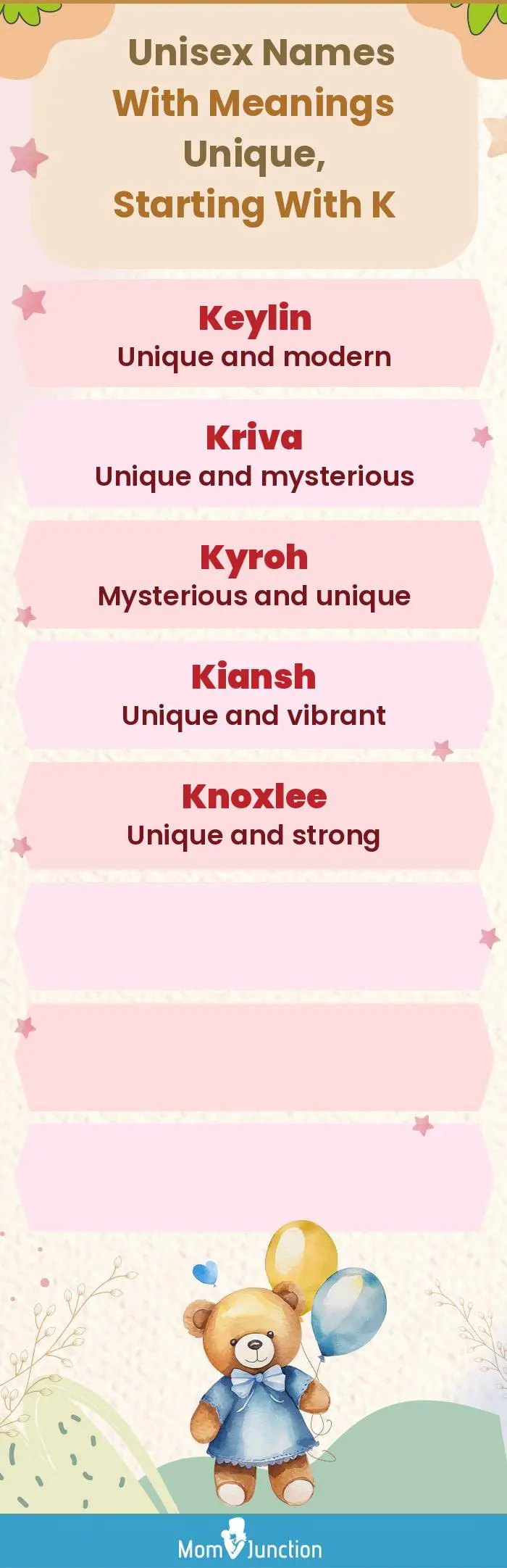  Unisex Names with Meanings Unique, Starting With K(infographic)