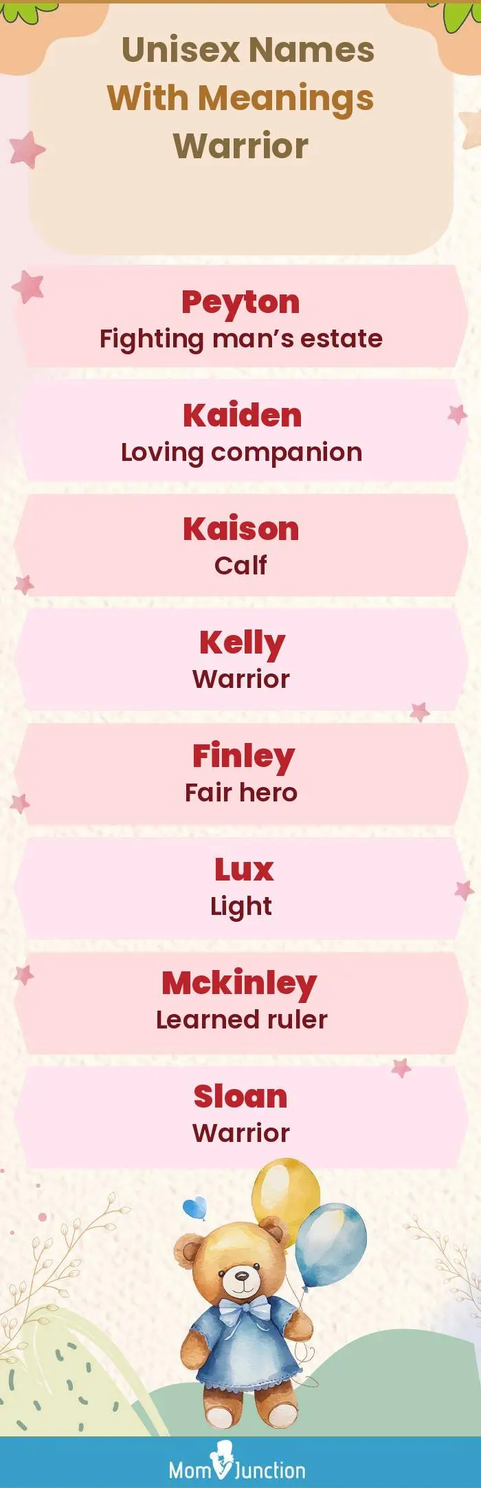  Unisex Names with Meanings Warrior(infographic)