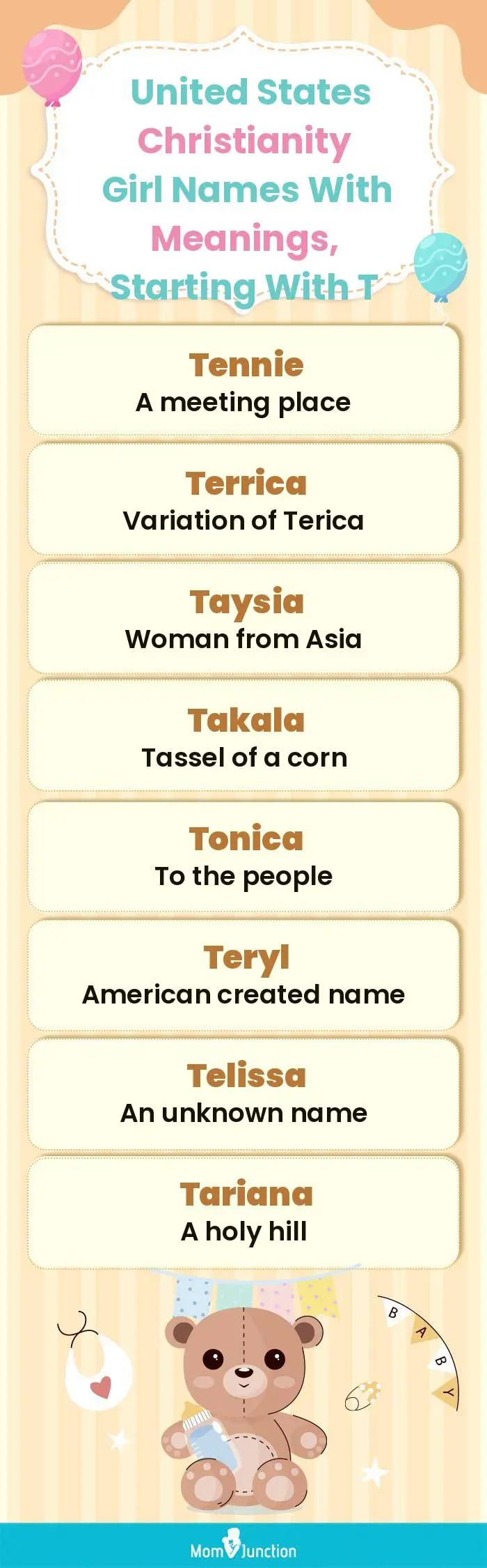  United States Christianity Girl Names with Meanings, Starting With T(infographic)