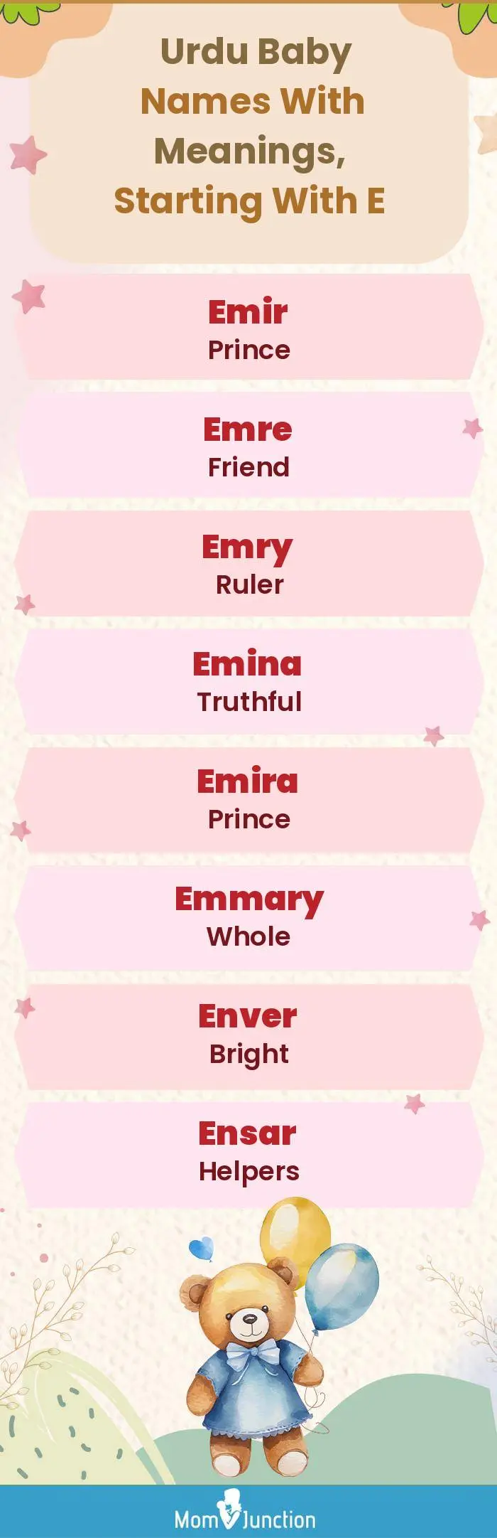  Urdu Baby Names with Meanings, Starting With E(infographic)