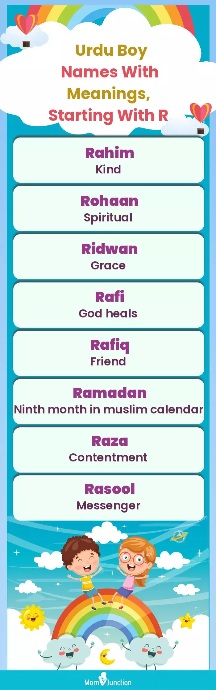  Urdu Boy Names with Meanings, Starting With R(infographic)