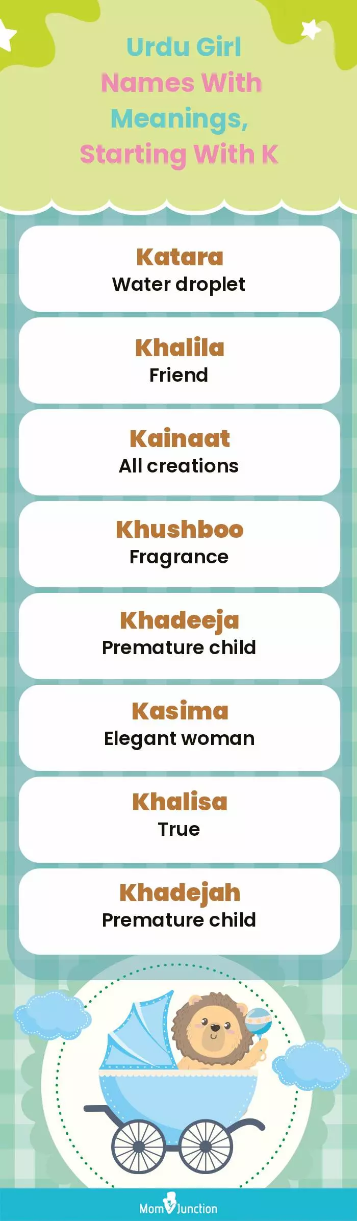  Urdu Girl Names with Meanings, Starting With K(infographic)