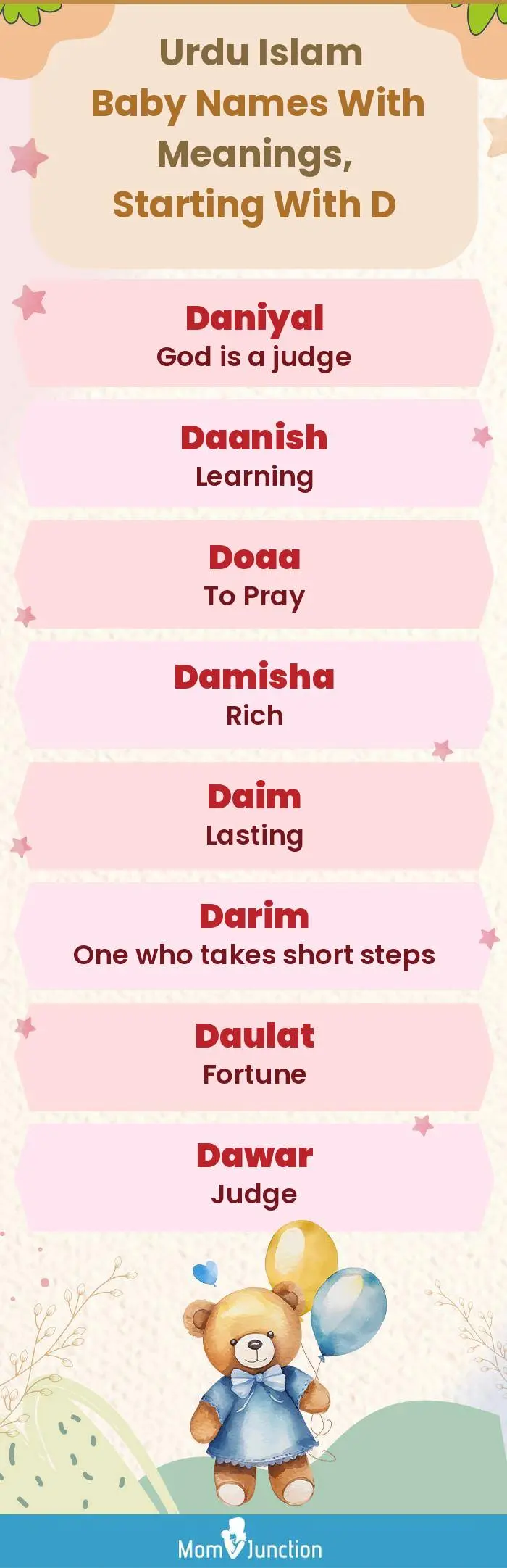  Urdu Islam Baby Names with Meanings, Starting With D(infographic)