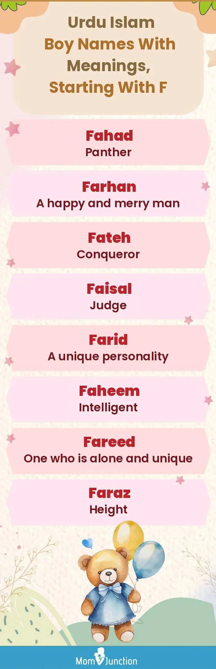  Urdu Islam Boy Names with Meanings, Starting With F(infographic)