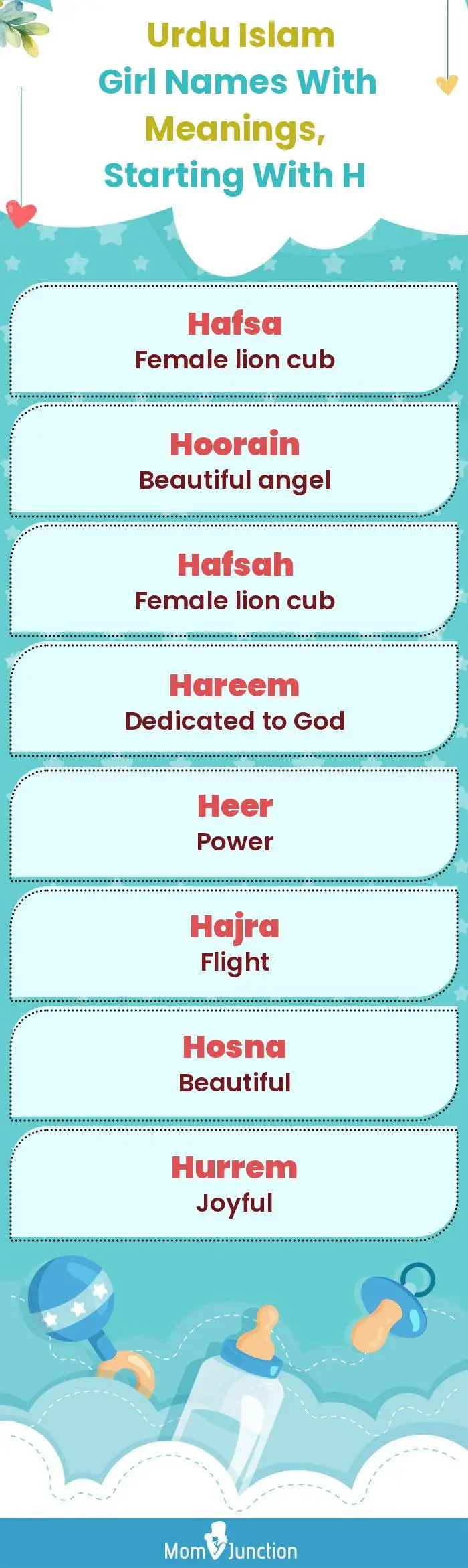  Urdu Islam Girl Names with Meanings, Starting With H(infographic)