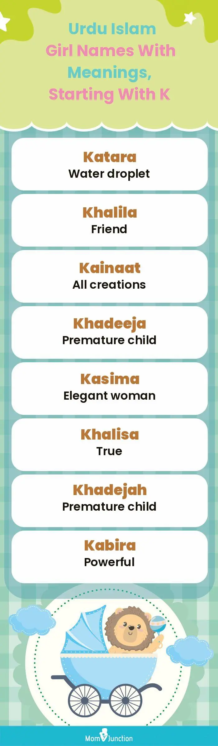  Urdu Islam Girl Names with Meanings, Starting With K(infographic)