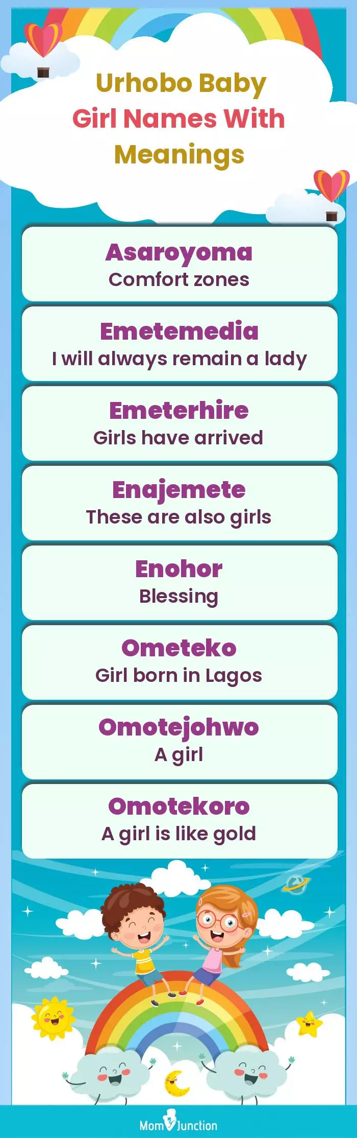  Urhobo Baby Girl Names With Meanings(infographic)