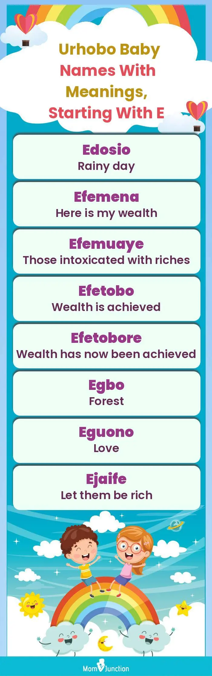  Urhobo Baby Names with Meanings, Starting With E(infographic)