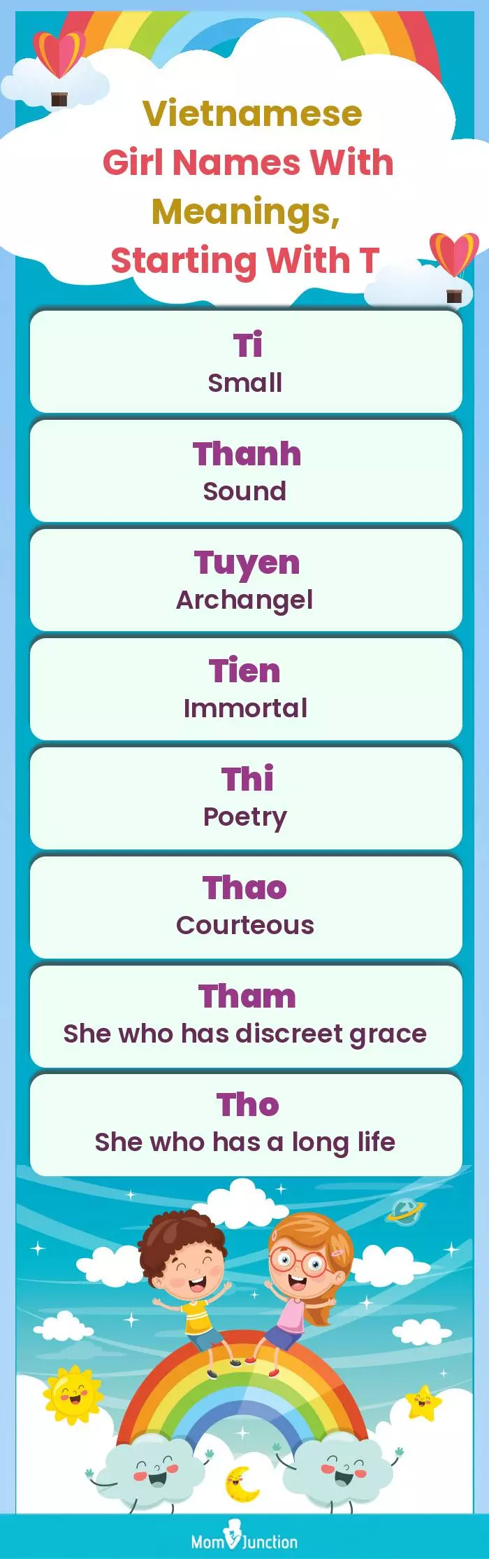  Vietnamese Girl Names with Meanings, Starting With T(infographic)