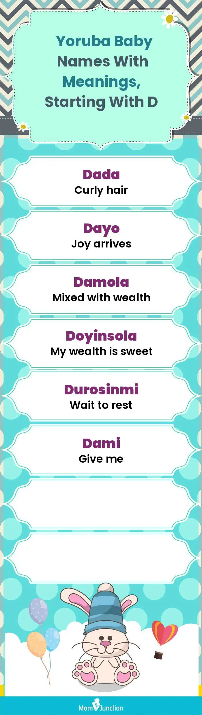  Yoruba Baby Names with Meanings, Starting With D(infographic)