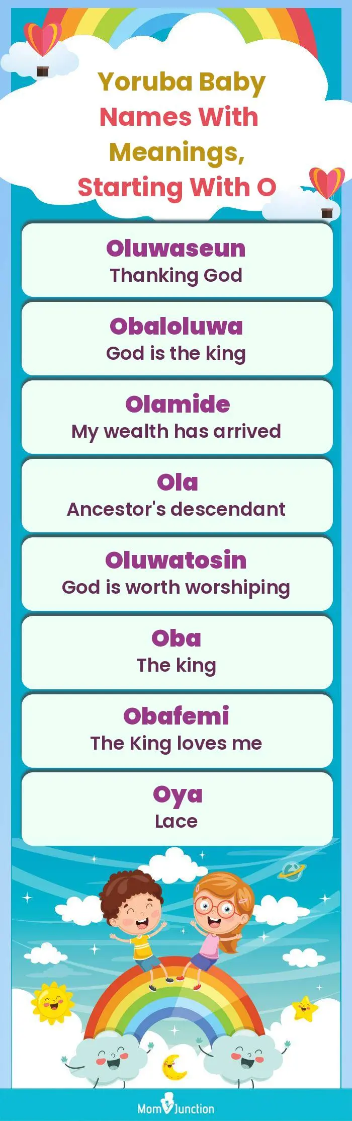  Yoruba Baby Names with Meanings, Starting With O(infographic)